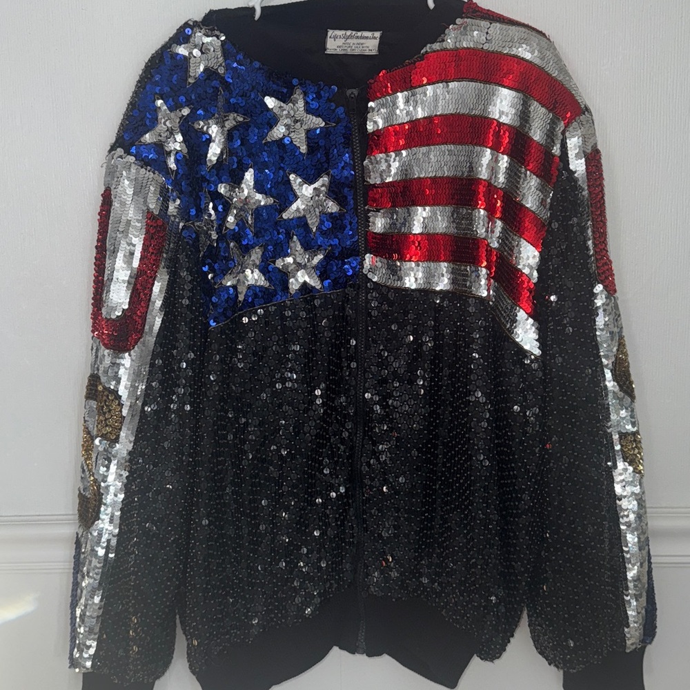 Vintage USA Olympics Atlanta 1996 Sequin Americana Style Zip Up Varsity Jacket - Picture 3 of 16